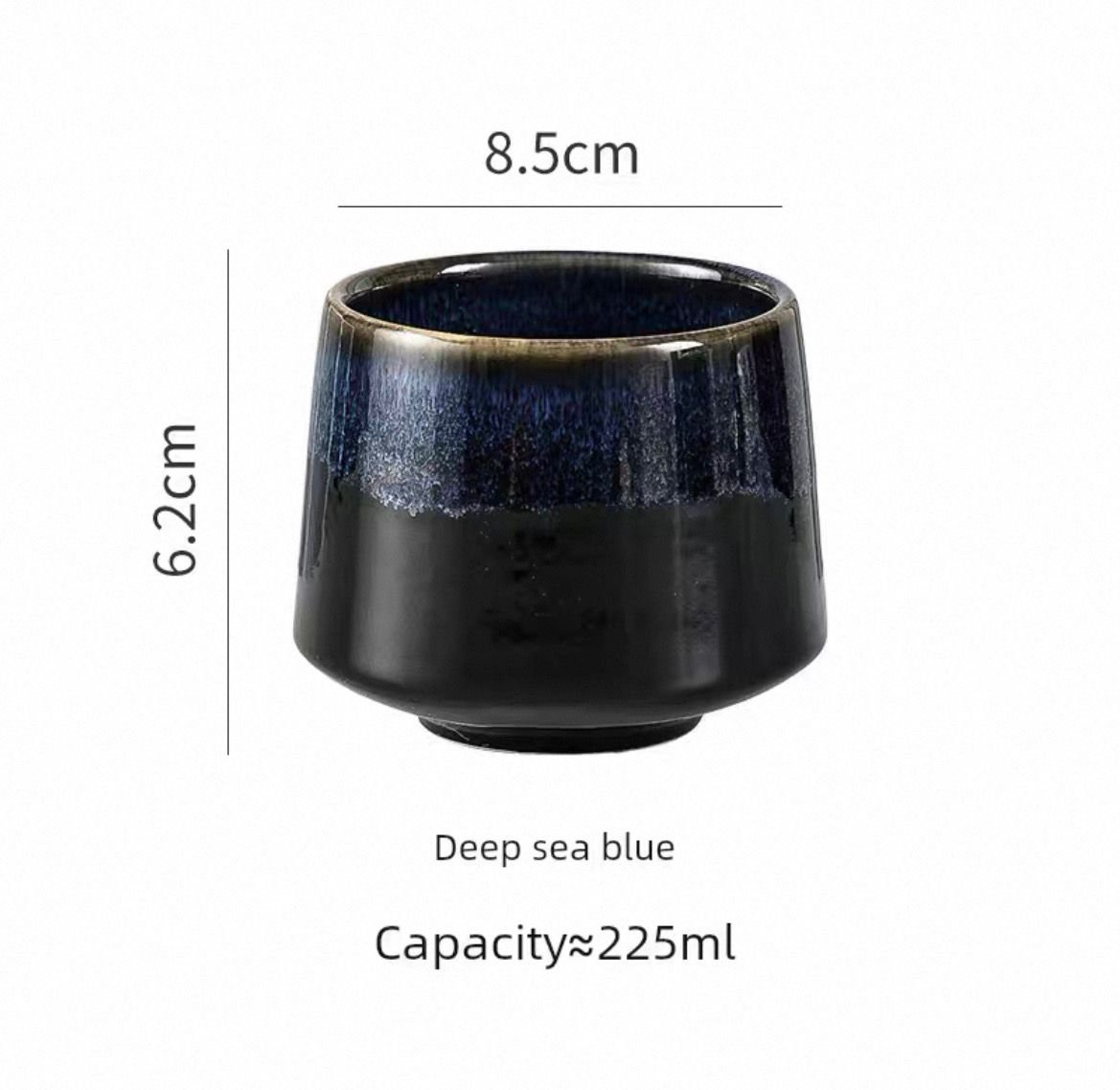 Ceramic Cup Japanese Retro- Deep Sea Blue